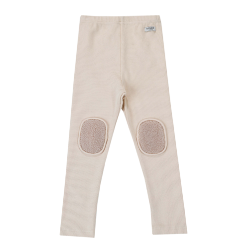 Donsje Legging met shearling knietpatches in een ecru kleur Donsje Legging met shearling knietpatches in een ecru kleur