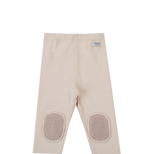 Donsje Legging met shearling knietpatches in een ecru kleur Donsje Legging met shearling knietpatches in een ecru kleur