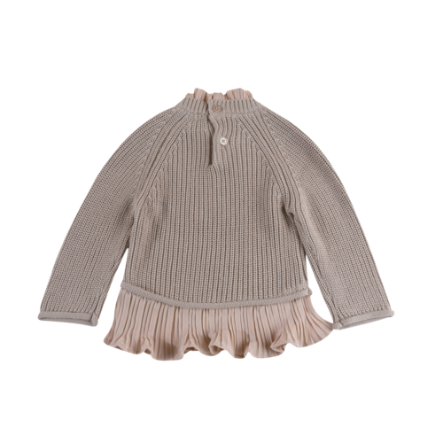 Donsje Gebreide trui met ruches in zacht taupe Donsje Gebreide trui met ruches in zacht taupe