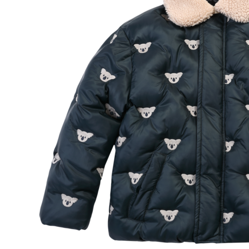 Donsje Bomber jasje met koala & kraagje Donsje Bomber jasje met koala & kraagje