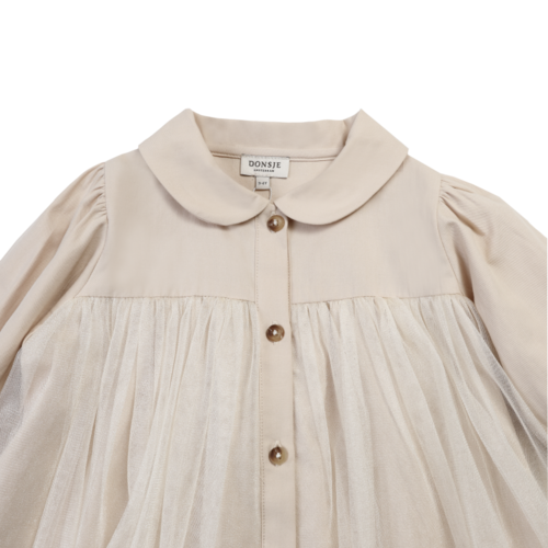 Donsje Lichte blouse met kraagje en tulle Donsje Lichte blouse met kraagje en tulle