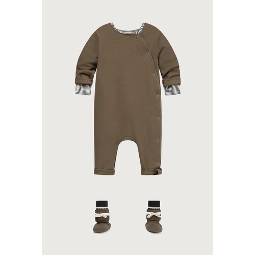 Gray label Baby pakje met drukknoopjes in warm bruin Gray label Baby pakje met drukknoopjes in warm bruin