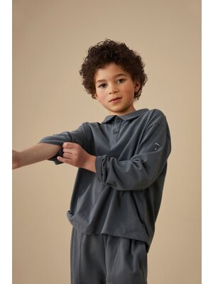 Gray label L/S Polo Shirt Blue Grey