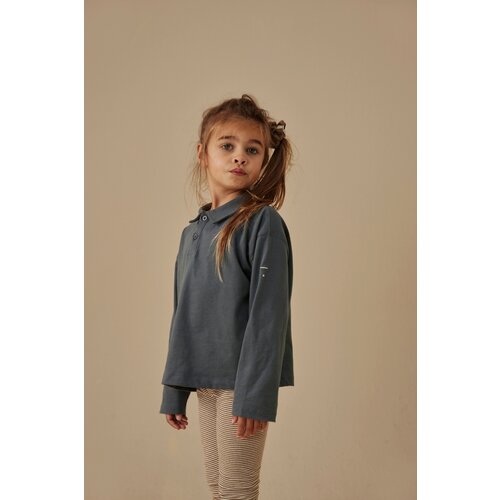 Gray label Longsleeve polo in blauw grijs Gray label Longsleeve polo in blauw grijs