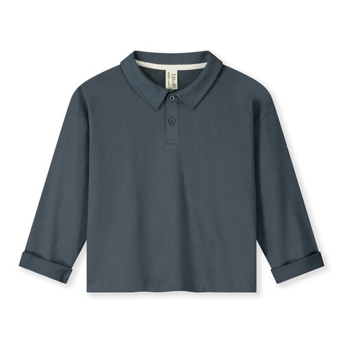 Gray label Longsleeve polo in blauw grijs Gray label Longsleeve polo in blauw grijs