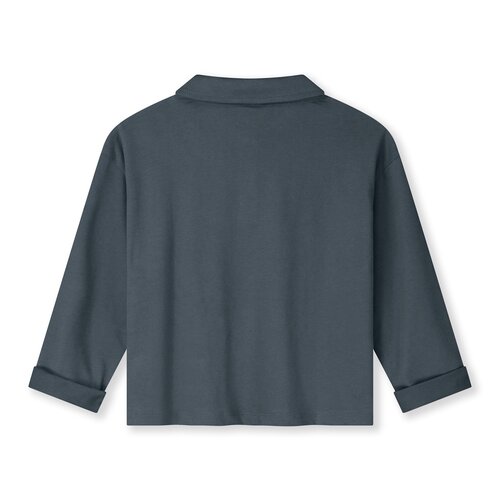 Gray label Longsleeve polo in blauw grijs Gray label Longsleeve polo in blauw grijs