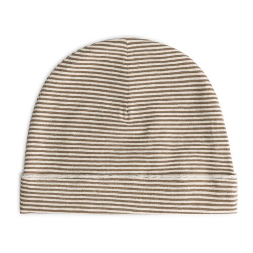 Gray label Gestreept baby mutsje in warm bruin & crème kleur Gray label Gestreept baby mutsje in warm bruin & crème kleur