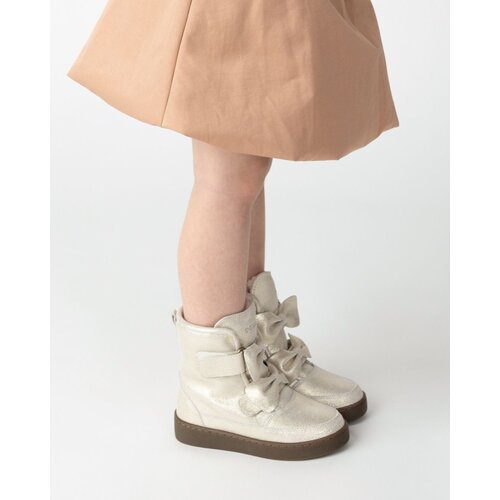 Donsje Gevoerd laarsje met strik details in silver metallic Donsje Gevoerd laarsje met strik details in silver metallic