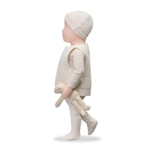 1 + in the family Beige gestreept baby mutsje
