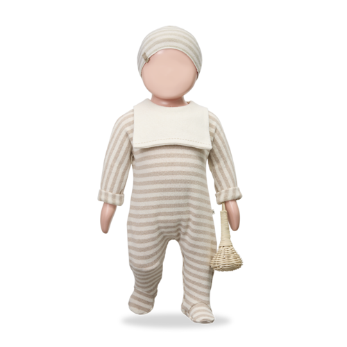 1 + in the family Beige gestreept baby mutsje