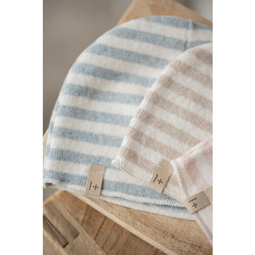 1 + in the family Beige gestreept baby mutsje