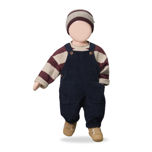 1 + in the family Donker blauwe baby overall