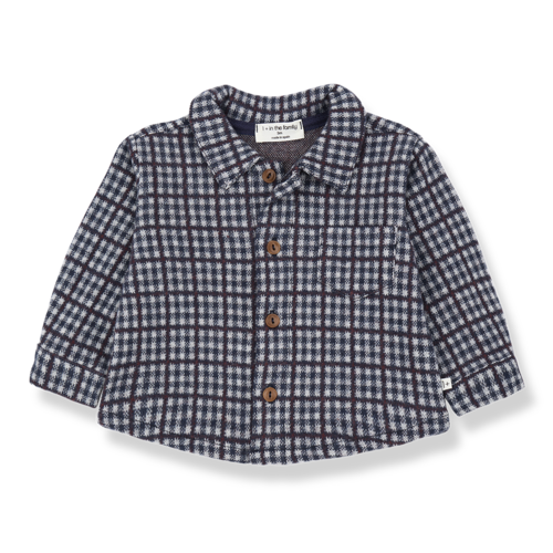 1 + in the family Blauw geruit baby shirt
