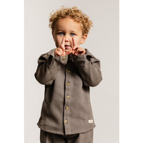 Baje studio Grijze blouse met lange mouwen