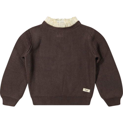Baje studio Bruin gebreide sweater met ruffle kraag