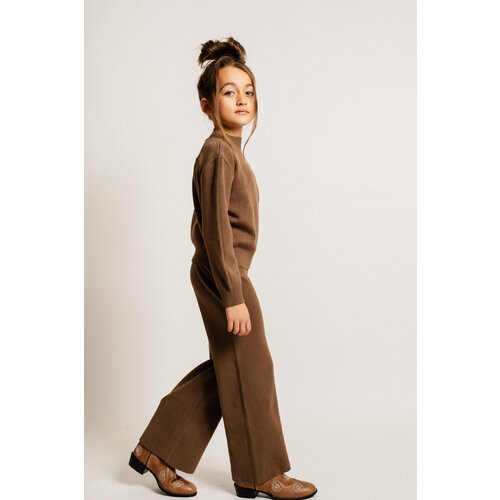 Baje studio Bruin gebreide broek met wijde pijpen