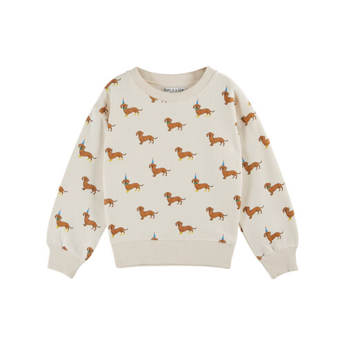 Emile & ida Lichte trui met teckel print Emile & ida Lichte trui met teckel print