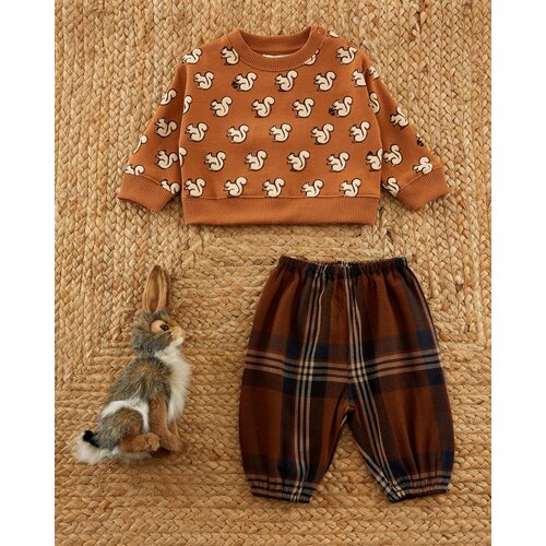 Emile & ida Bruine baby trui met eekhoorntjes Emile & ida Bruine baby trui met eekhoorntjes