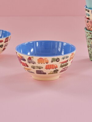 Rice Bowl with Happy Cars - Medium