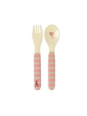 Rice Spoon and Fork Coral Ocean