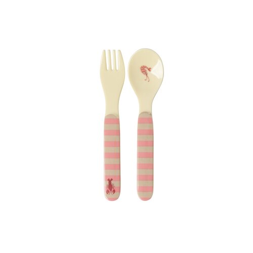 Rice Spoon and Fork Coral Ocean