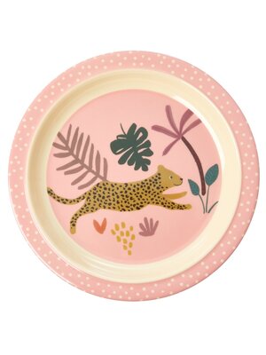 Rice Kids Plate Pink Jungle Animals