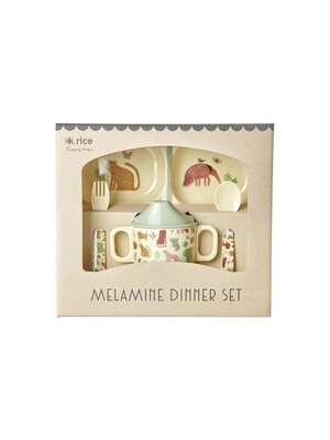 Rice Baby Dinner Set in Gift Box - Sweet Jungle Print - 4 pcs