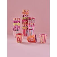 Melamine Full Alphabet - Stripes Pinkish Colors - Medium - 250 ml