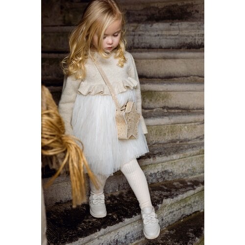 Donsje Beige jurk met tulle