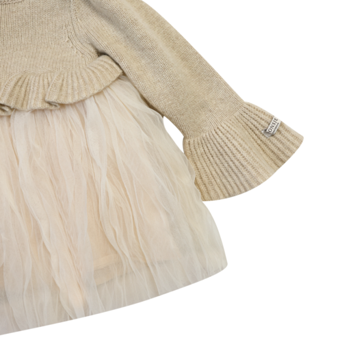 Donsje Beige jurk met tulle