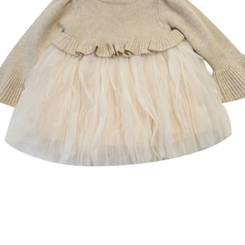 Donsje Beige jurk met tulle