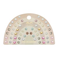 Pink Gem & Pearl Stick On Earrings