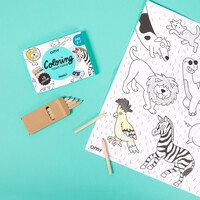 Mini Coloring + Pocket Size Pencils - Animals