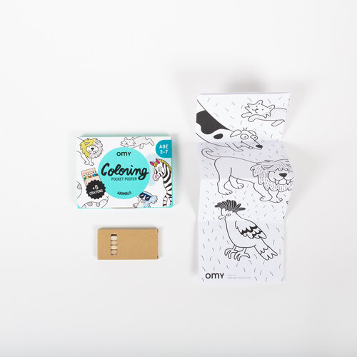 OMY Pocket poster met potloodjes Animals