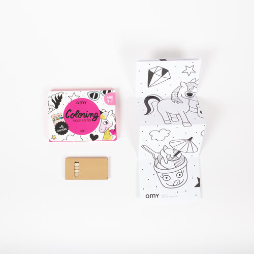 OMY Pocket poster met potloodjes Unicorn OMY Pocket poster met potloodjes Unicorn