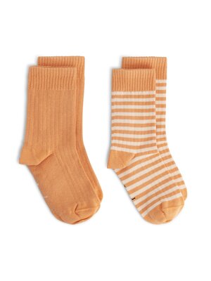 Gray label Ribbed Socks | 2-pack | Melon Cream Gray label Ribbed Socks | 2-pack | Melon Cream