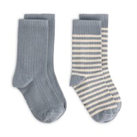 Ribbed Socks | 2-pack | Stone Grey Cream