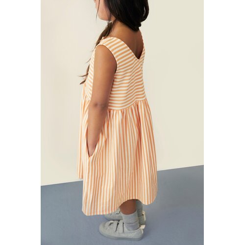 Gray label Mouwloos gestreept jurkje in oranje geel & crème