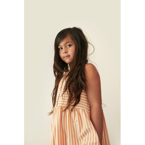 Gray label Mouwloos gestreept jurkje in oranje geel & crème