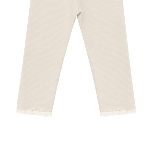 Donsje Legging met kanten randje in ecru kleur