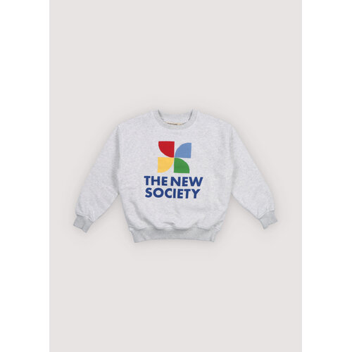 the new society Grijze sweater met logo opdruk