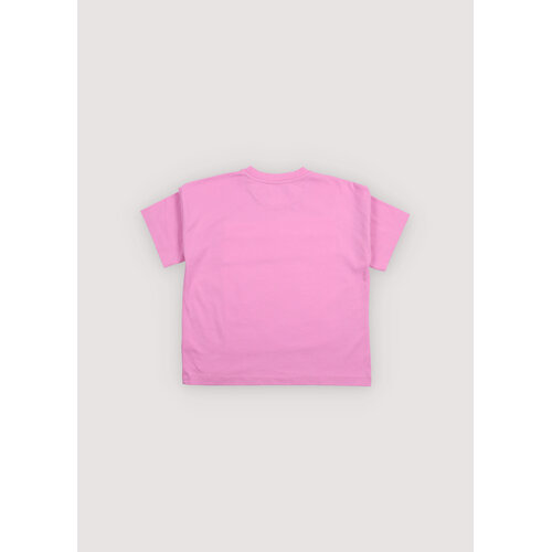 the new society Roze t-shirt met logo opdruk