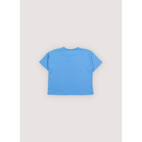the new society Blauw t-shirt met logo opdruk