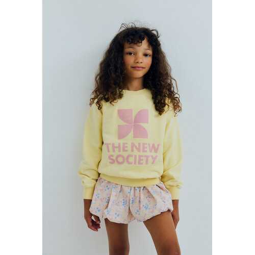 the new society Gele sweater met logo opdruk