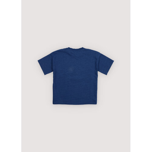 the new society Donker blauw t-shirt met logo opdruk