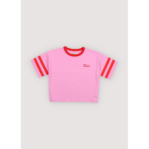 the new society Roze t-shirt met rode details