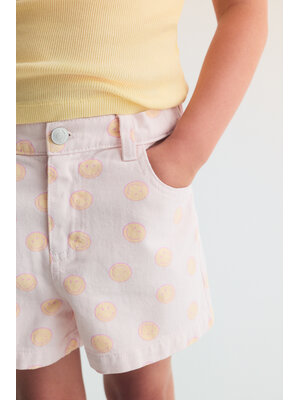 the new society Smiley Denim Short Smiley Print