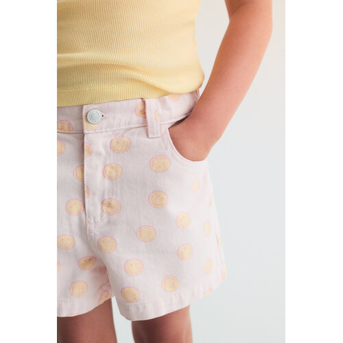 the new society Denim short met smiley print