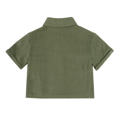 Donsje Groene blouse met korte mouwen