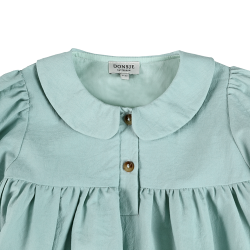 Donsje Blauwe jurk met lange mouwen